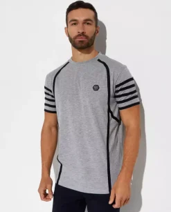 Szary t-shirt z czaszką na plecach