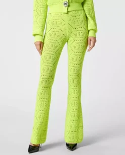 Żółte dzianinowe spodnie Fluo