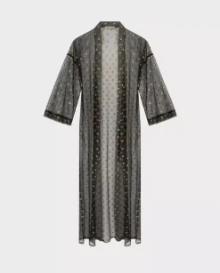 Tiulowe kimono w złote kropki