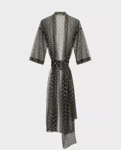 Tiulowe kimono w złote kropki