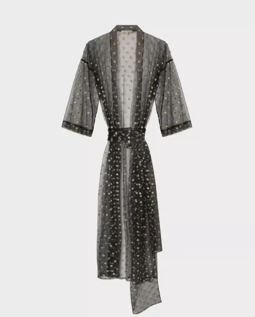 Tiulowe kimono w złote kropki