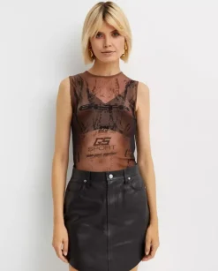 Transparentny top z nadrukiem