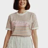 T-shirt Asia Striped beżowy