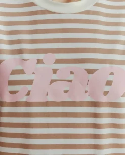 T-shirt Asia Striped beżowy