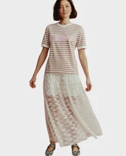 T-shirt Asia Striped beżowy