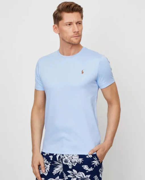 T-shirt Custom Slim Fit niebieski