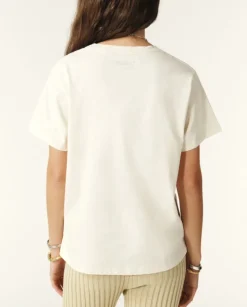 T-shirt ecru z kontrastowym logo
