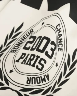 T-shirt ecru z kontrastowym logo
