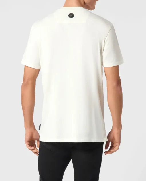 T-shirt ecru z aplikacją