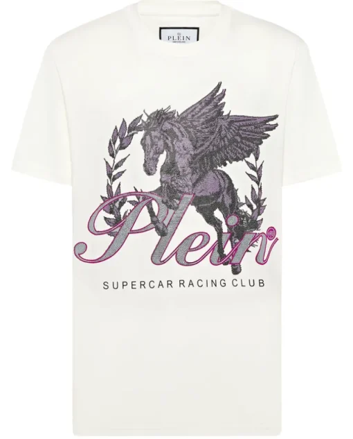 T-shirt ecru z aplikacją