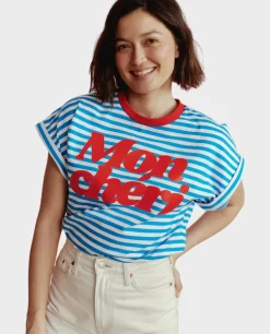 T-shirt Mon Cheri Striped niebieski