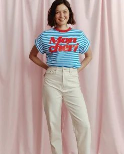 T-shirt Mon Cheri Striped niebieski