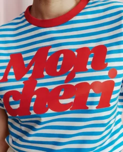 T-shirt Mon Cheri Striped niebieski