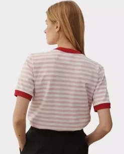 T-shirt w paski Bonjour