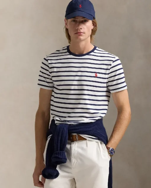 T-shirt w paski Custom Slim Fit