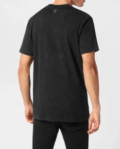 T-shirt z efektem sprania i zdobieniem