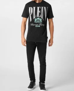T-shirt z efektem sprania i zdobieniem