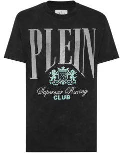 T-shirt z efektem sprania i zdobieniem