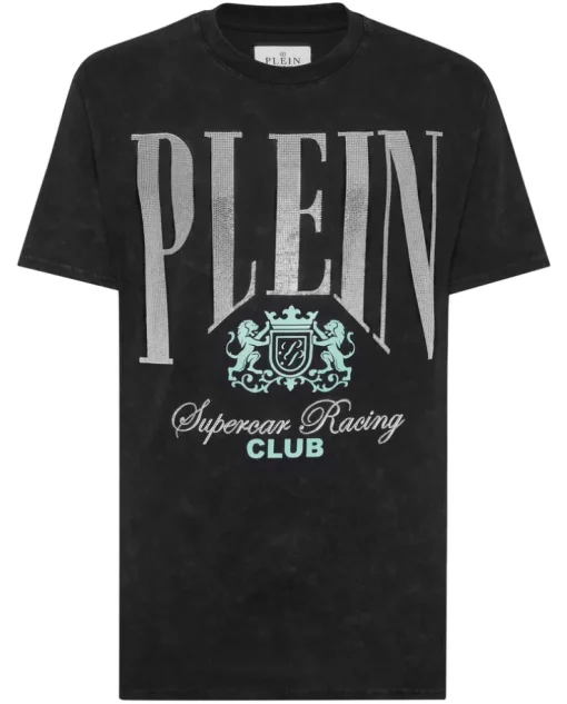 T-shirt z efektem sprania i zdobieniem