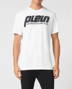 T-shirt z kontrastowym błyszczącym logo