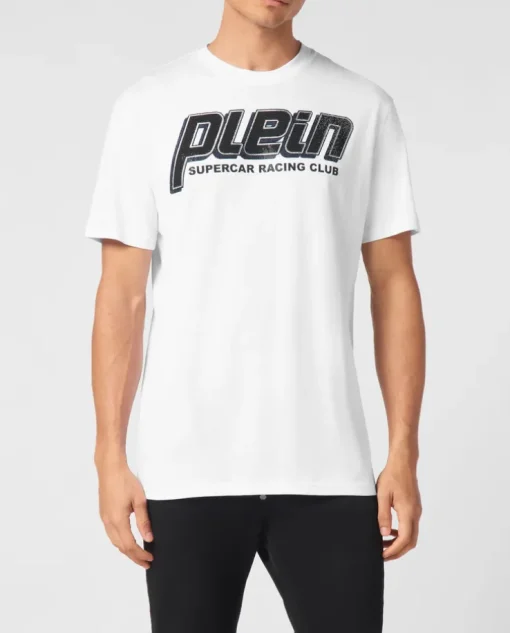 T-shirt z kontrastowym błyszczącym logo