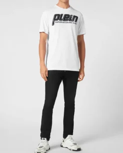 T-shirt z kontrastowym błyszczącym logo