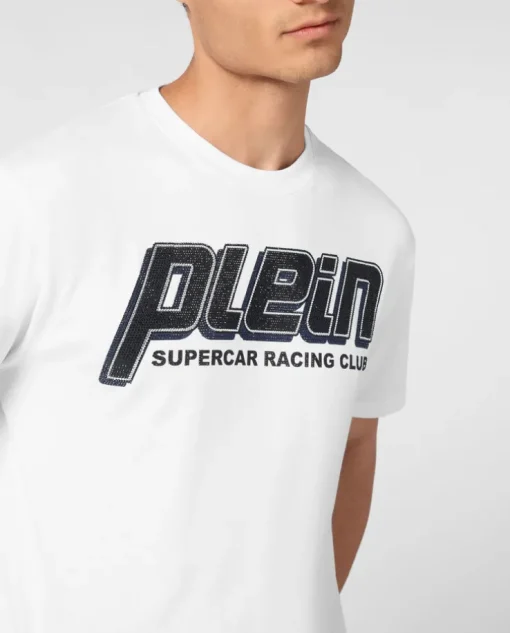 T-shirt z kontrastowym błyszczącym logo