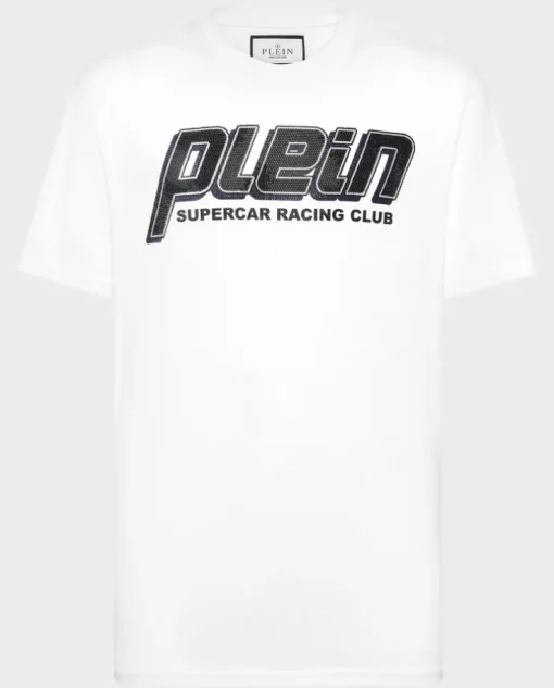 T-shirt z kontrastowym błyszczącym logo