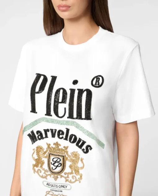 T-shirt z nadrukiem z kryształów
