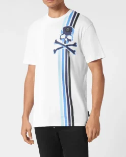 T-shirt z niebieskim motywem czaszki