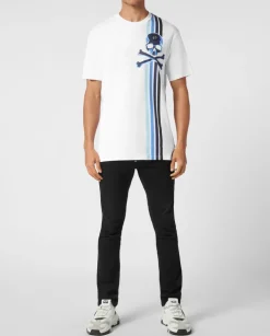 T-shirt z niebieskim motywem czaszki