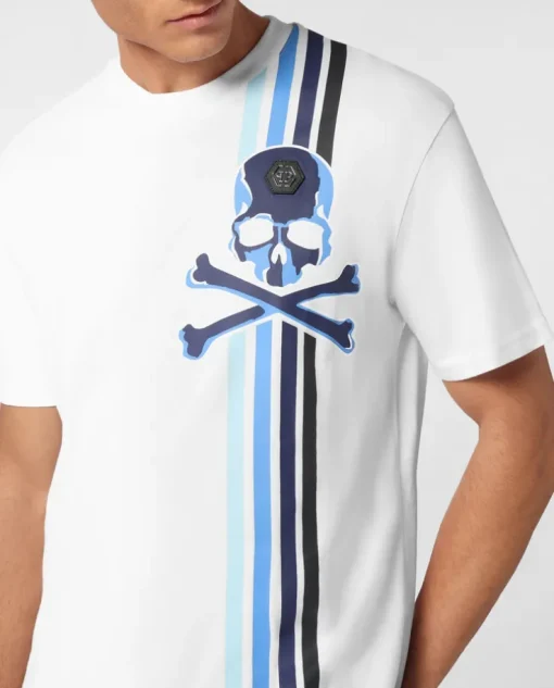 T-shirt z niebieskim motywem czaszki