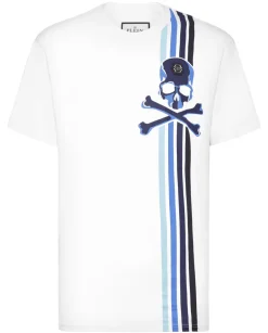T-shirt z niebieskim motywem czaszki