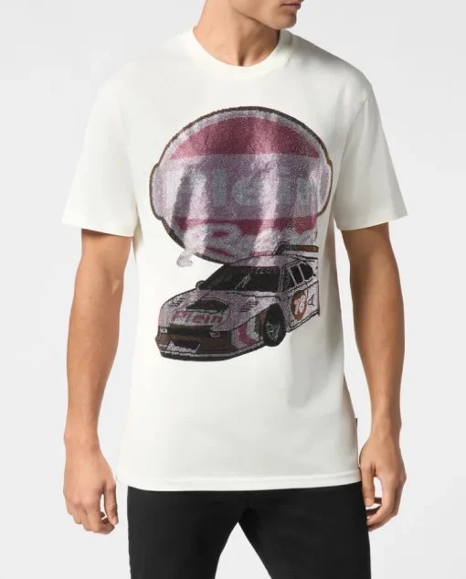 T-shirt z ozdobnym nadrukiem samochodu