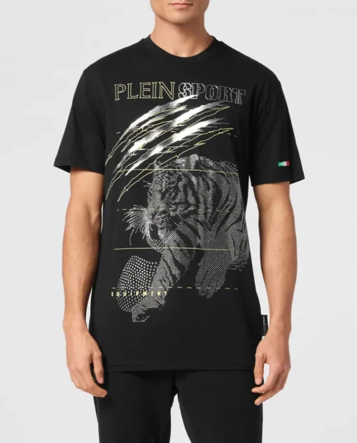 T-shirt ze srebrnym nadrukiem Tiger