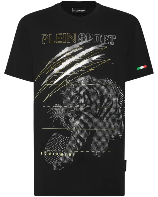 T-shirt ze srebrnym nadrukiem Tiger