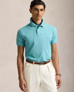 Turkusowa koszulka polo Custom Slim Fit
