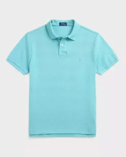 Turkusowa koszulka polo Custom Slim Fit
