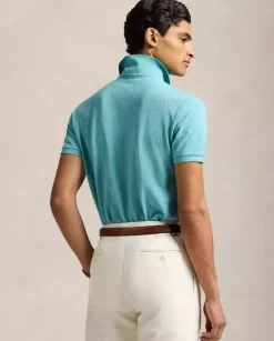 Turkusowa koszulka polo Custom Slim Fit