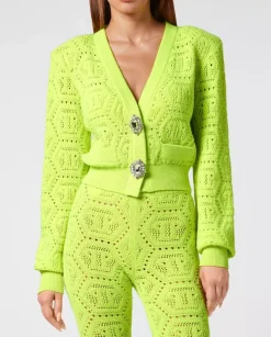 Żółty dzianinowy sweter Fluo