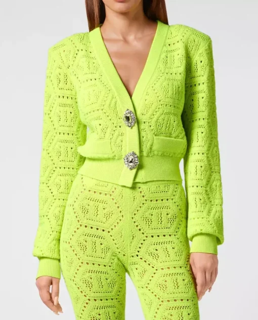 Żółty dzianinowy sweter Fluo