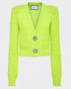 Żółty dzianinowy sweter Fluo