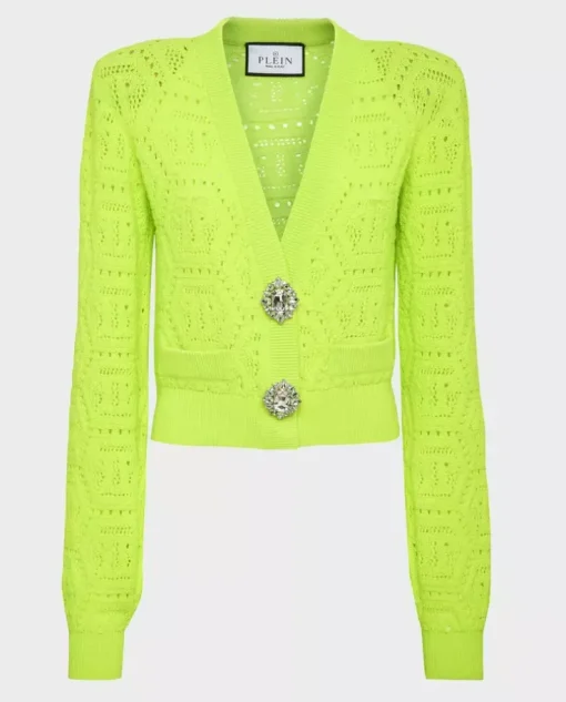 Żółty dzianinowy sweter Fluo