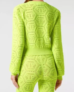 Żółty dzianinowy sweter Fluo