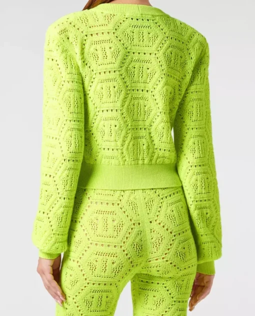 Żółty dzianinowy sweter Fluo