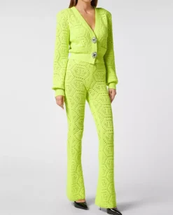 Żółty dzianinowy sweter Fluo