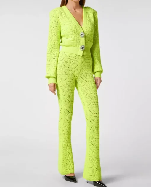 Żółty dzianinowy sweter Fluo