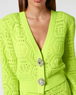 Żółty dzianinowy sweter Fluo