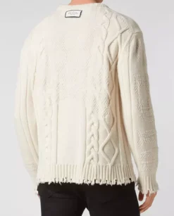 Wełniany beżowy sweter Skull & Bones