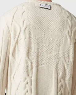 Wełniany beżowy sweter Skull & Bones